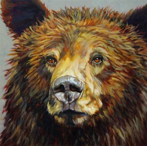 An Oil Painting Of A Brown Bear S Face