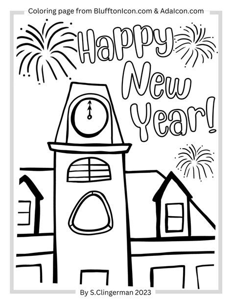 Coloring Page Happy New Year Bluffton Icon