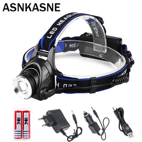 Asnkasne Rechargeable Headlamp Cree T6 Led Headlight Waterproof Head