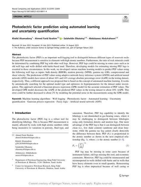 Photoelectric Factor Prediction Using Automated Learning And