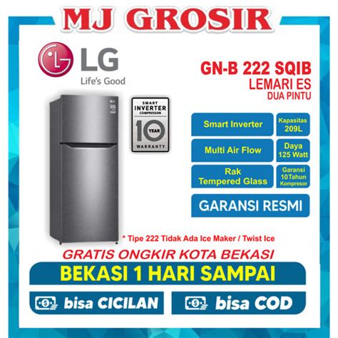 Jual Kulkas Lg Gn B Sqbb Lemari Es Pintu Gnb Sqbb L