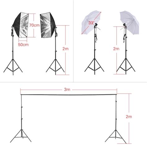 Andoer Photography Kit 2Pcs 33 White Soft Light Umbrella 2Pcs 50 70cm