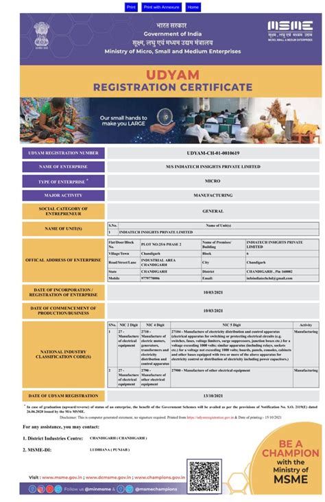 Certificate Indiatech Insights Private Limited