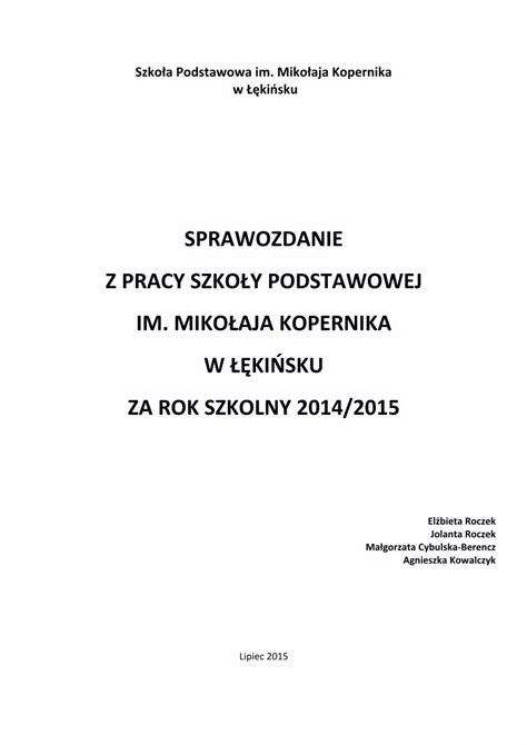 Pdf Z Pracy Szko Y Podstawowej Im Miko Aja Splekinsko Pl Wp Content