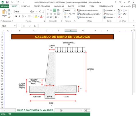 Muro De Contención En Voladizo Hoja De Cálculo Ayudamos A Construir Tus