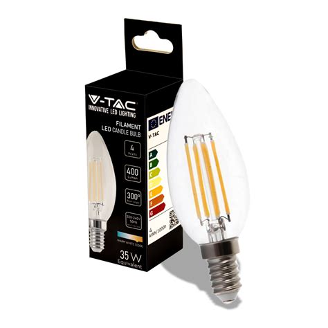 SKU 214301 Lampadina LED E14 4W 100LM W Candela Filamento 3000K LED