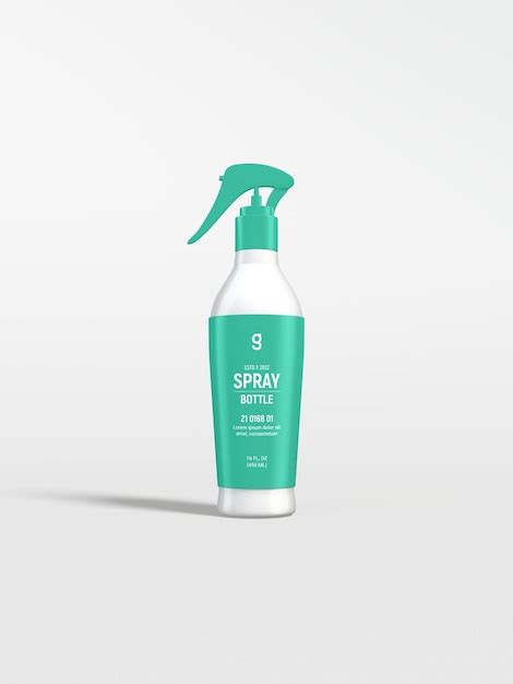 Premium Psd Glossy Plastic Spray Bottle Branding Mockup