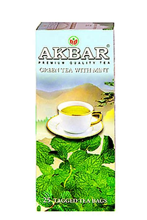 Akbar Premium Green Tea With Mint 25tb Box Food And Drinks Packaged