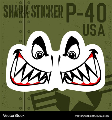 Flying Tigers Warhawk Shark Mouth Sticker Vinyl Vector Image