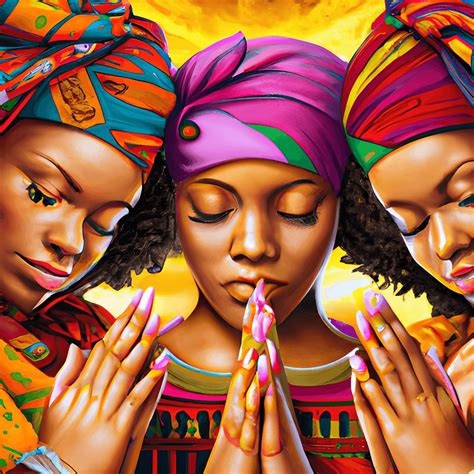 3 African Women Praying In Traditional Clothing Creative Fabrica