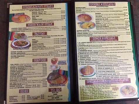 Menu at Guadalajara Mexican Restaurant, Brenham