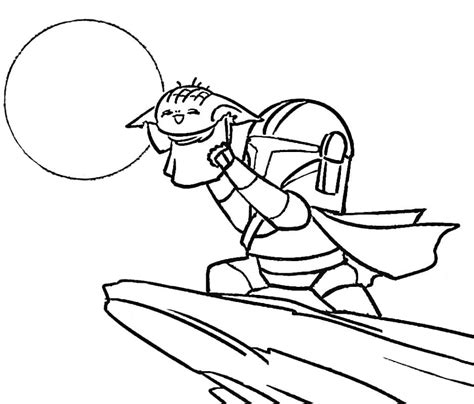 Mandalorian with Baby Yoda Coloring Page - Free Printable Coloring ...