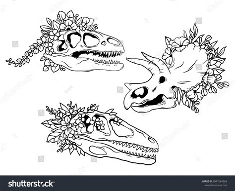 Dinosaur Skull Flower Tattoo Royalty-Free Images, Stock Photos ...