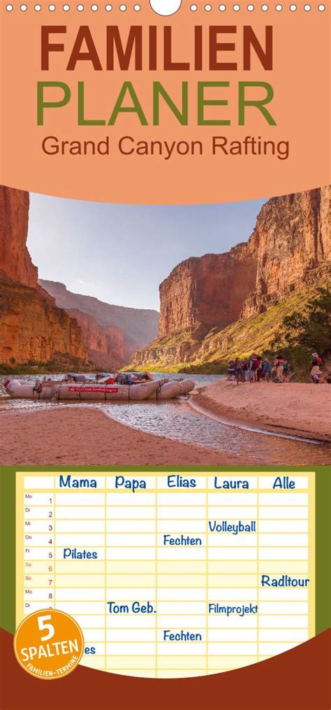 Familienplaner Colorado River Rafting Im Grand Canyon Wandkalender