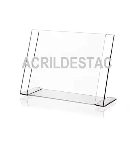 Display PETG cristal em L para mesa e balcão A4 21x30 Horizontal