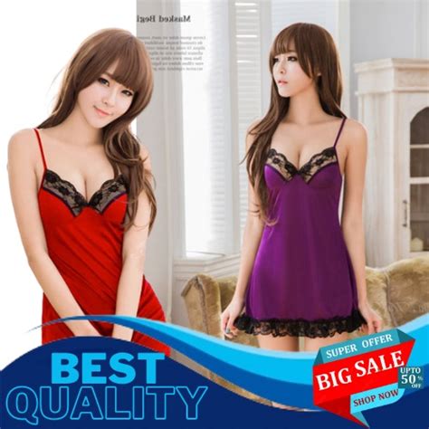 Jual S M L XL XXL Seksi Lingerie Import Ungu Renda Hitam M44B Kado