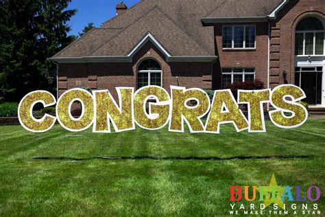 Congrats Gold Yard Sign Buffalo Yard Signs