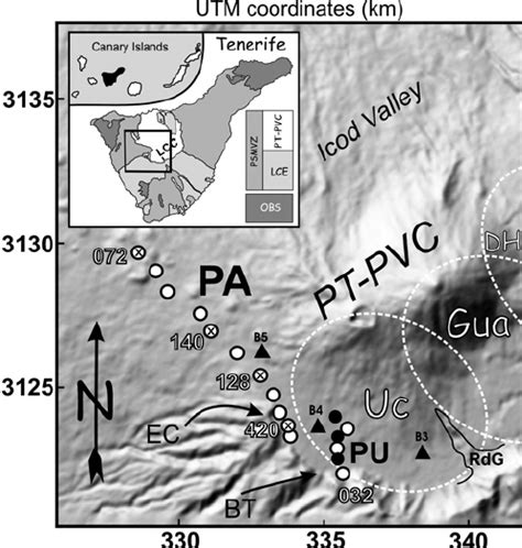 Shaded Relief Map Of The Las Ca Adas Caldera Inset Location Of