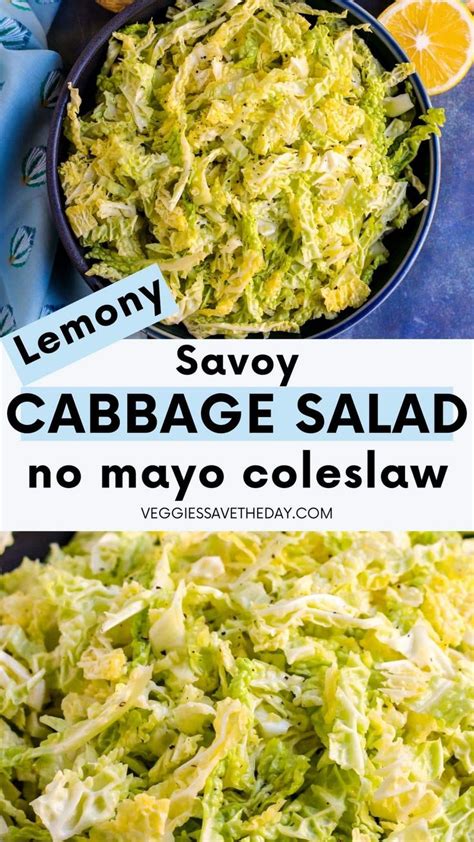 Lemony Savoy Cabbage Salad Without Mayo Recipe In 2023 Salad