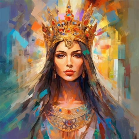 Premium AI Image | Abstract art Colorful painting portrait art of the biblical Queen Esther of ...