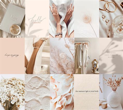 Cream Aesthetic Wall Collage Kit Cream Beige Collages Boujee Etsy