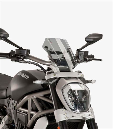 Ducati X Diavel S Puig Naked Sport Adjustable Smoked Windshield 8921H