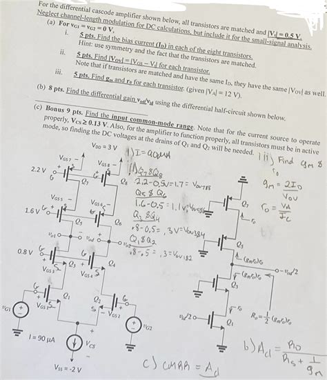 Solved For The Differential Cascode Amplifier Shown Below Chegg