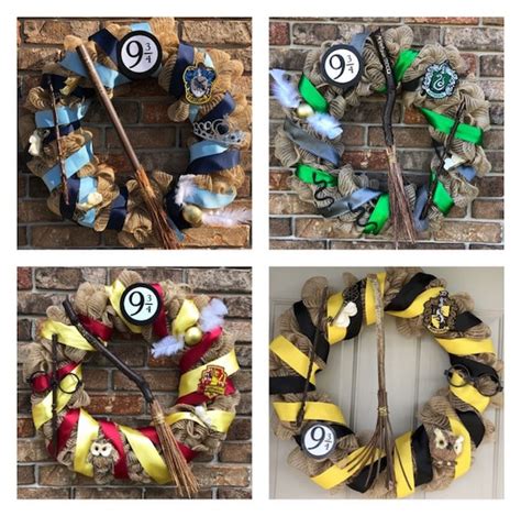 Harry Potter Wreath All Houses Available Gryffindor Etsy