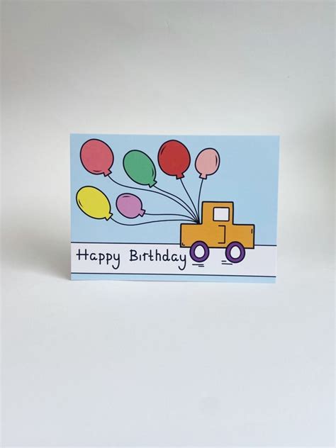 Cars Happy Birthday Card Car Themed Birthday Card Classic Etsy