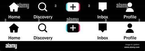 Tiktok Icon Set for Application Menu, Home, Discover, Add, Inbox and Profile Stock Vector Image ...
