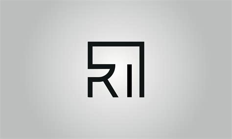 Letter RI logo design. RI logo with square shape in black colors vector ...