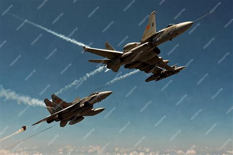 Premium Photo Aerial Dogfight Fighter Jets In Combat