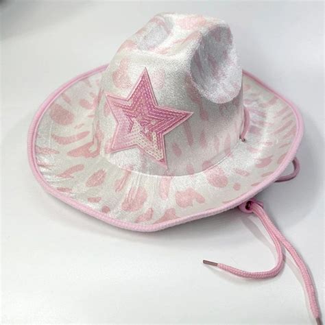 Gorro Cowboy Blanco Estrella Rosa