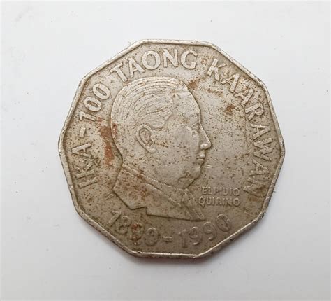 FOR SALE 2 Philippine Peso Coin Elpidio Quirino 1890 1990 Hobbies