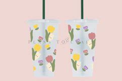 Bunny Tulips Spring Oz Cold Cup Tumbler Wrap Svg