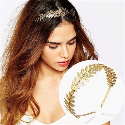 Hipihom Greek Goddess Crown Bridal Gold Leaf Headband Wedding Party