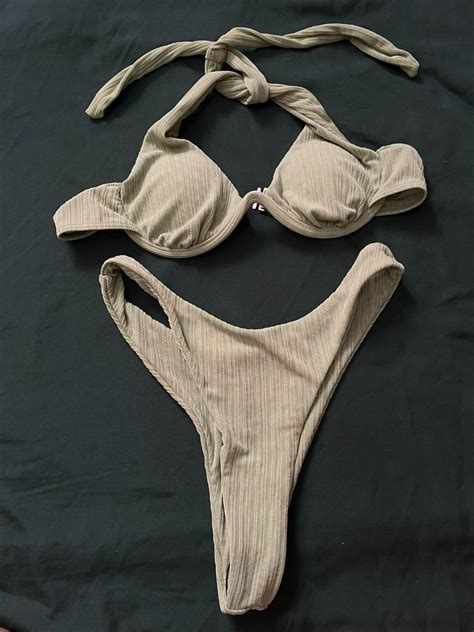 Piece Green Bikini Women S Fashion Swimwear Bikinis Swimsuits On Carousell