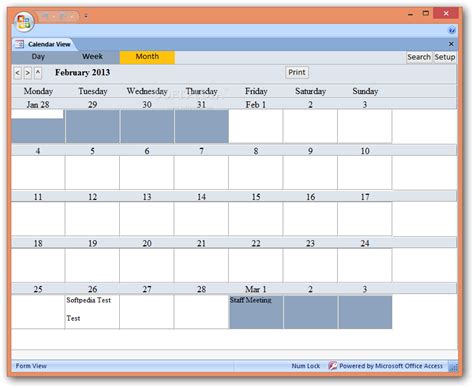 Microsoft Access Calendar Database