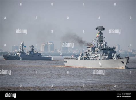 The general view of Myanmar Navy warships during a ceremony to mark the ...