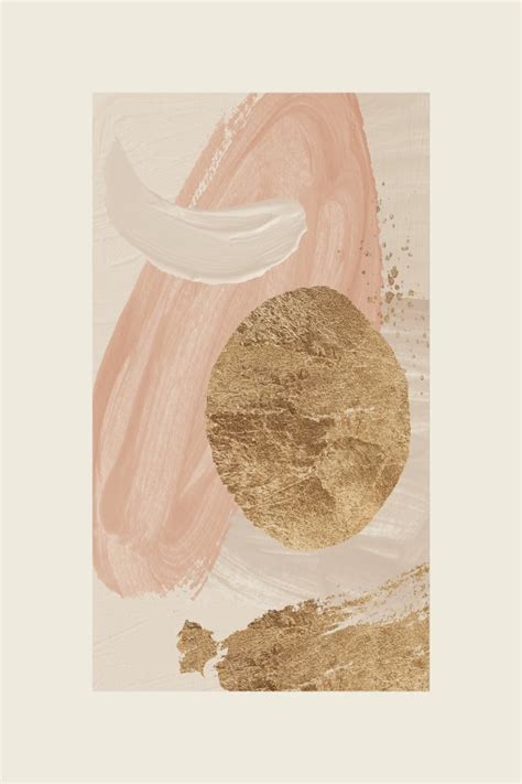 Quadro Decorativo Retangular Ink Texture Nude Rosa E Circulo Dourado Off