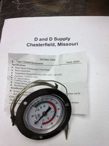 Analog Panel Mt Thermometer 40 To 60f 2 Dial 1epe3