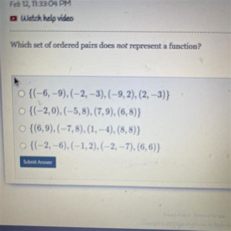 Set Of Ordered Pairs Represent A Function