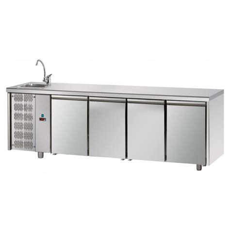 Tavolo Refrigerato GN 1 1 4 Porte Con Lavello E Motore A Sx