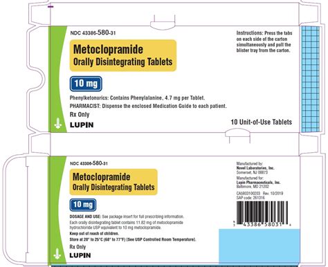 Metoclopramide Hydrochloride Lupin Pharmaceuticals Inc Fda Package