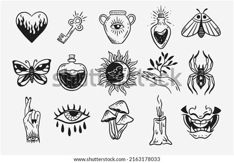 Set Collection Mystical Celestial Dark Holy Stock Vector Royalty Free