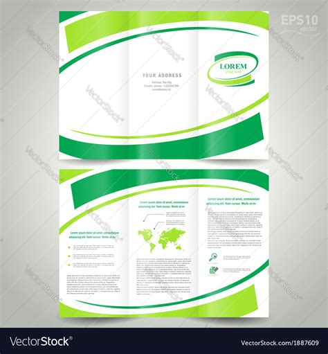 Brochure design template folder leaflet green Vector Image