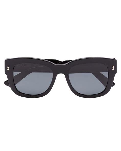 Gucci Rectangle Frame Branded Sunglasses In Black For Men Lyst Australia