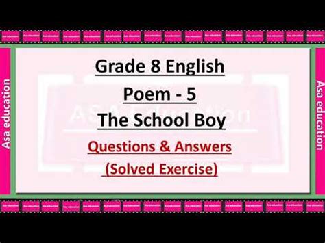 Poem 5: The School Boy Video Lecture - Crash Course for Class 8 (Hinglish)