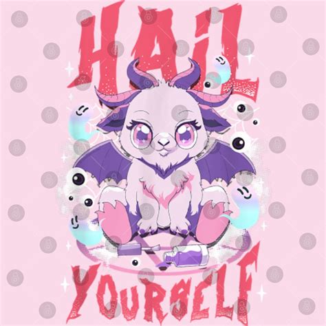 Funny Goat Hail Yourself Kawaii Pastel Goth Cute Baby Goat Baphomet