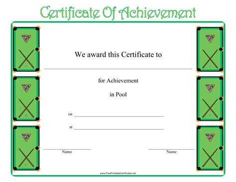 Pool Certificate Of Achievement Template Download Printable Pdf